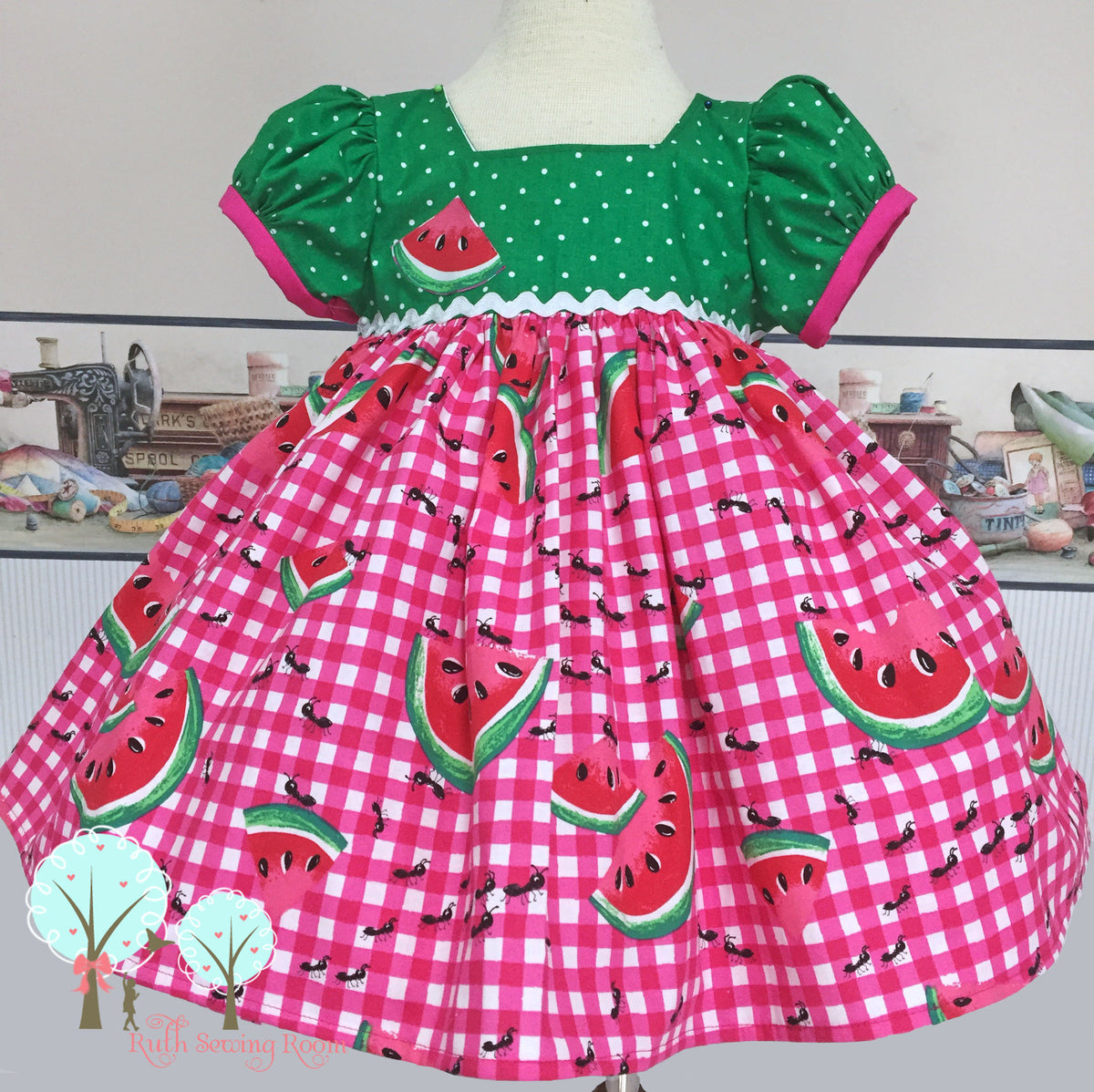 Watermelon Dress, Watermelon Birthday, Ruth Sewing Room Watermelon Dress, Watermelon Birthday, Ruth Sewing Room
