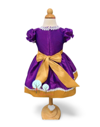 Christmas Dress, Purple and Gold Faux Silk Dupioni Dress, Christmas Party Dress Pettiskirt Slip / 3T