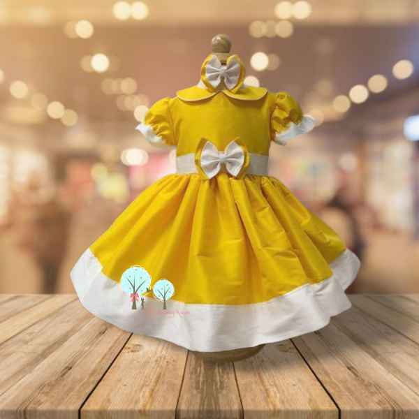 Yellow Cute Girls Easter Dresses Beauty Sunday Best Poly Silk