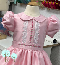 Baby Pink Pageant Silk Dress -- Interview -- Beauty Dress --Poly Silk DUPIONI - Embroidery front