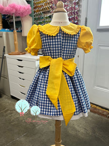 Royal Blue Gingham with Bold yellow  Dress, RTS see measurements below