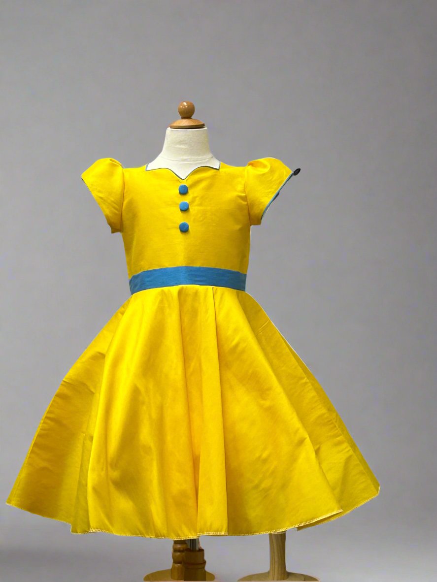 RTS see measurements below Beauty - Sunday Best - Poly Silk Dupioni Daisy Yellow  - Wedding Flower Girl