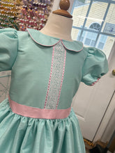 Mint Dupioni with Baby Pink Poly Silk-  Beauty - Sunday Best - Poly Silk with lace