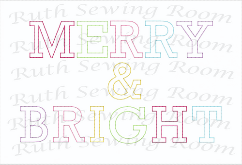 Vintage Bean Stitch of Merry & Bright  Embroidery Design  -   Embroidery Design
