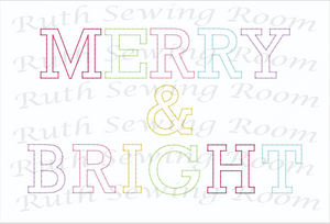 Vintage Bean Stitch of Merry & Bright  Embroidery Design  -   Embroidery Design