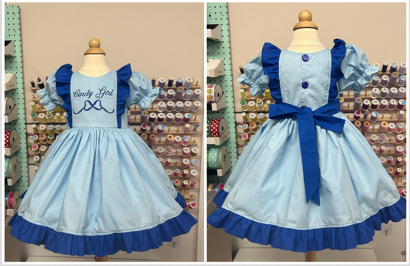 Royal Blue Ruffle Pinafore Dress with a twirl skirt -Custom sizes