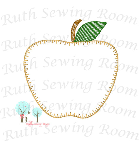 Apple Vintage Stitch Applique - Design Instant Download Machine Embroidery - This is NOT a PATCH!