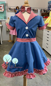 RTS size Chest 10 Length 22  Retro 50's  –Denim and Red gingham  Dress