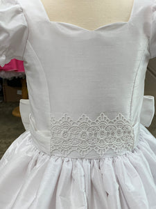 Beauty - Sunday Best - Poly Silk White with Lace  - Wedding Flower Girl