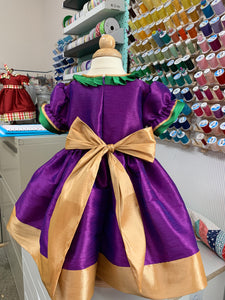 Mardi Gras color theme Beauty - Sunday Best - Poly Silk Dupioni  - Wedding Flower Girl - Easter - Tea Party Dress
