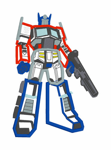Optimus Car with Gun Applique Embroidery Design This is not Fill and NOT A PATCH