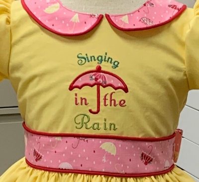 Singing in the Rain  Applique   - Embroidery Design Instant download Machine Embroidery - This is NOT a PATCH!