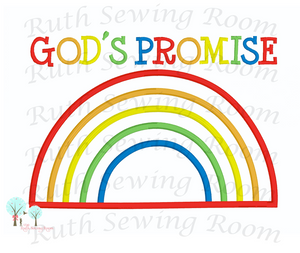 Rainbow God Promise Embroidery, Christian -- Embroidery Digitize File ---