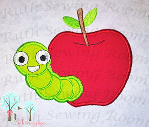 Applique Apples with Worm - Design Instant Download Machine Embroidery - This is NOT a PATCH!