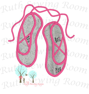 Ballet Slippers Appliques and 2x2 outline Stitch -  Design Instant download Machine Embroidery - This is NOT its a PATCH
