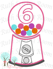 Bubble-Gum Machine Birthday # 6 -- Appliques Embroidery Design -- Digitize File