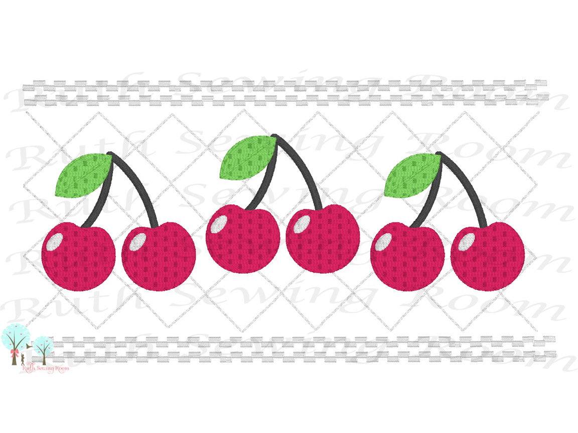 Cherry Faux Smocking 2 Stitch Cherry Smocking Embroidery Design