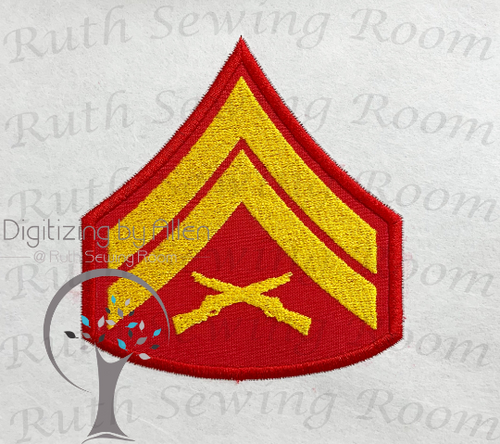 Marine Corporal Rank Logo Applique Embroidery Design