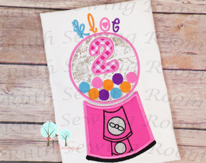 Bubble-Gum Machine Birthday # 6 -- Appliques Embroidery Design -- Digitize File