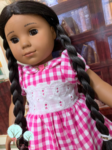 Pink Gingham Spring - Tea Party Dress   - Fits American Girl Doll Journey Girl -Our Generation -  My Life-  Girls of Faith Dolls