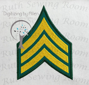 Army Sergeant rank machine applique - Army Sergeant Rank Logo Applique 