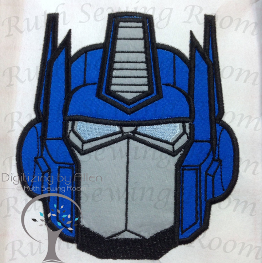 Transformers Optimus Prime Face Applique, Embroidery Design includes free embroidery NOT A PATCH
