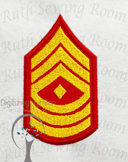 Marine First Sergeant Rank Logo Applique Embroidery Design