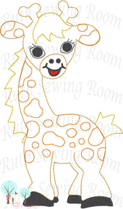 Safari Animal ZOO Animal  Giraffe Vintage Stitch Design embroidery machine file