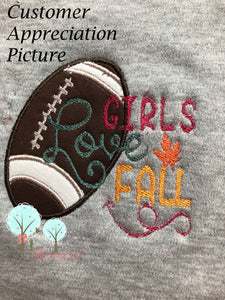 Girls Love Fall -  Applique Embroidery Design Instant download Machine Embroidery