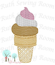 Ice Cream Vintage Stitch -- Fast Embroidery - Ice Cream Cone  Embroidery Design Instant download Machine Embroidery - This is NOT a PATCH