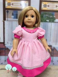 Pretty in Pink with Rhinestones  - Fits American Girl - Journey Girl -Our Generation -  Girls of Faith Dolls - OOAK