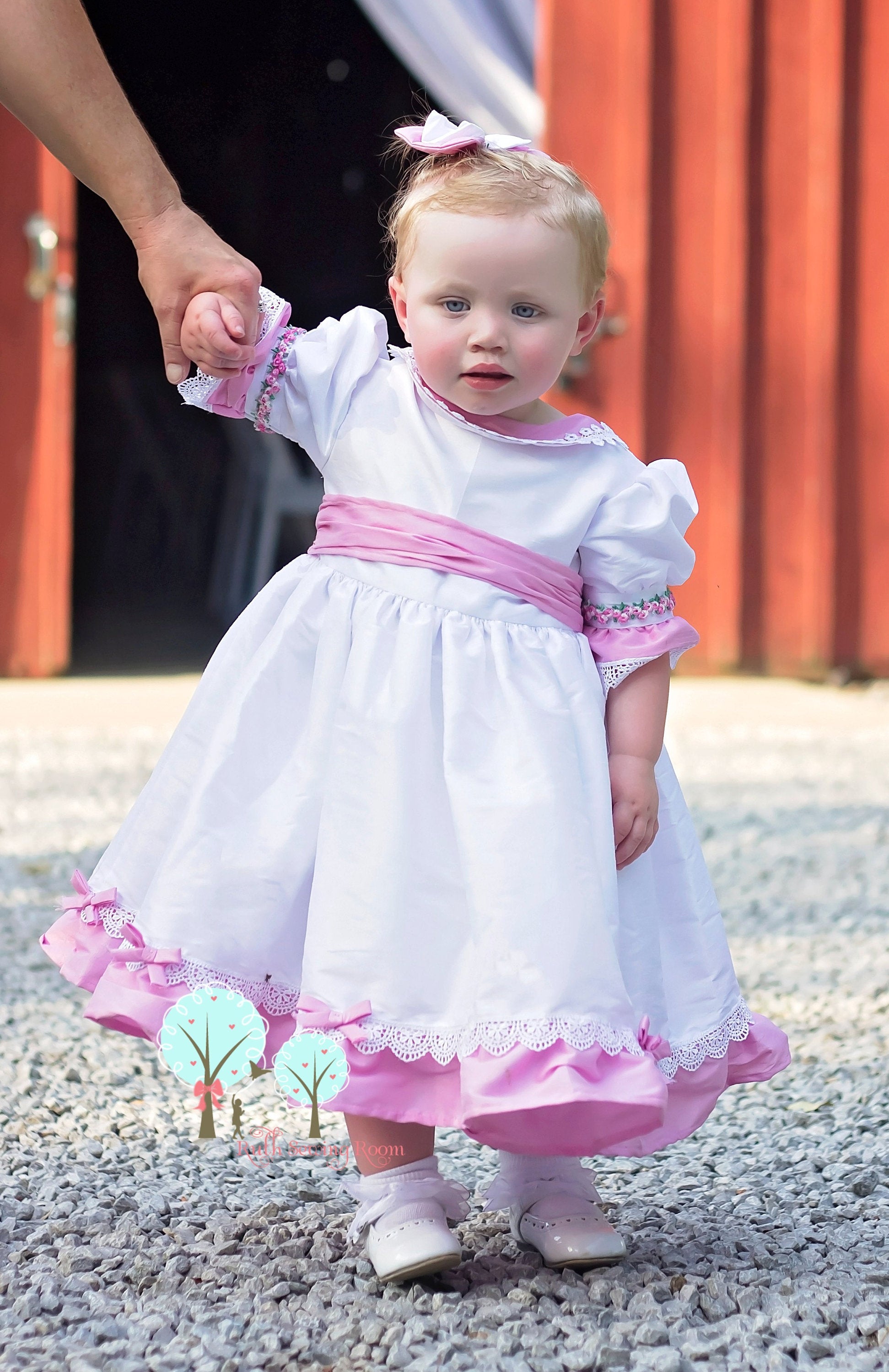 sunday dresses Beauty Sunday Dress, Silk DUPIONI, Paris Pink and White Wedding Flower –  Ruth Sewing Room