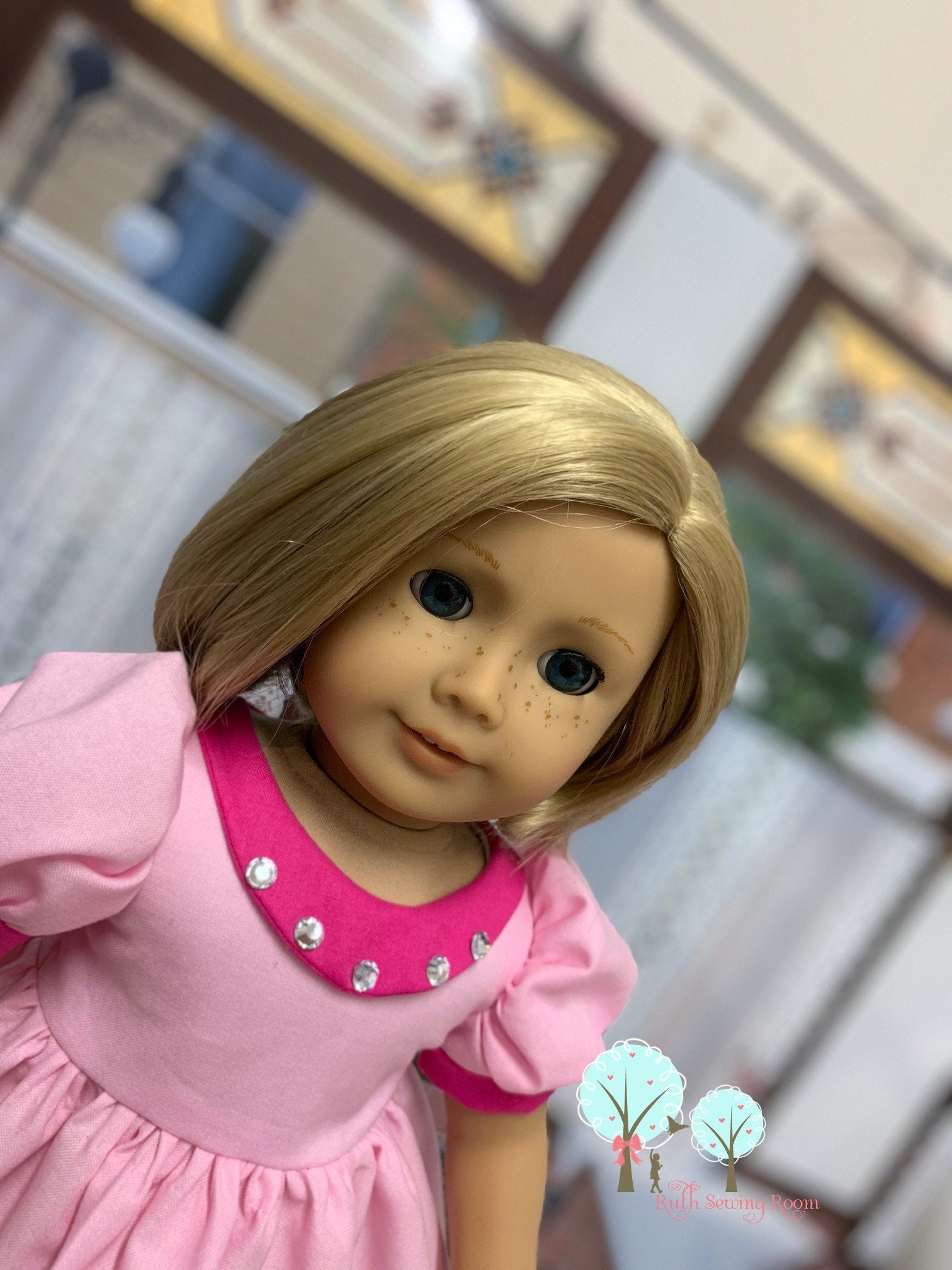Pretty in Pink with Rhinestones - Fits American Girl - Journey Girl -O Ruth Sewing Room Pretty in Pink with Rhinestones - Fits American Girl - Journey Girl -O Ruth Sewing Room