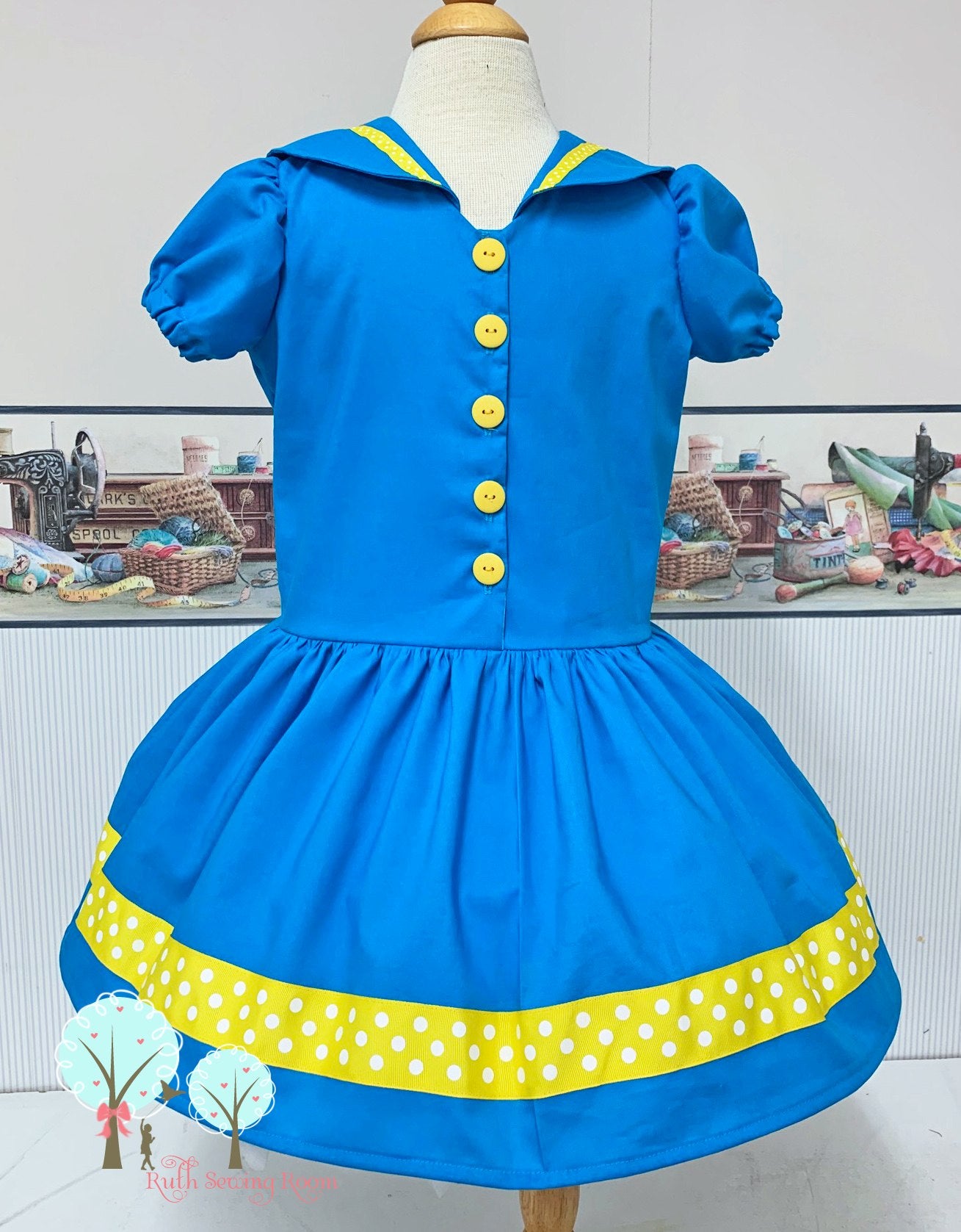 Turquoise Blue Sailor Dress with Yellow Trim -- Custom you pick the colors you want 12-18 months Turquoise Blue Sailor Dress with Yellow Trim -- Custom you pick the colors you want 12-18 months