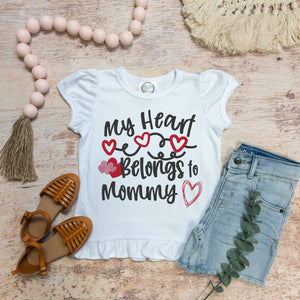 Valentine's Day --My heart belongs to Mommy -- Tee shirt
