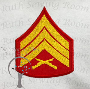 Marine Sergeant Rank Logo Applique Embroidery Design