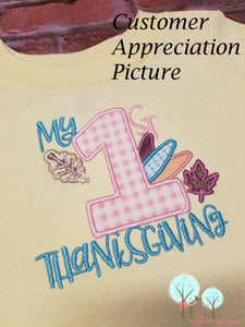 My First Thanksgiving Applique  -   Embroidery Design Instant Download Machine Embroidery