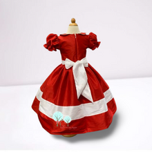 Beauty - Sunday Best - Poly Silk Red with White   - Wedding Flower Girl