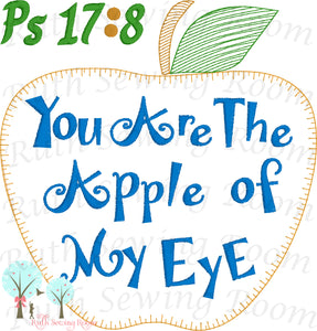 Apple of my Eye Ps 17:8 Vintage Stitch Applique - Design Instant Download Machine Embroidery - This is NOT a PATCH!
